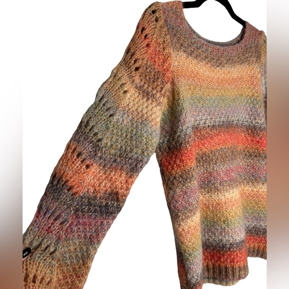 Anthropologie Elsamanda Neutral Pastel Ombré Alpaca Mohair Sweater Size Medium - Picture 2 of 10